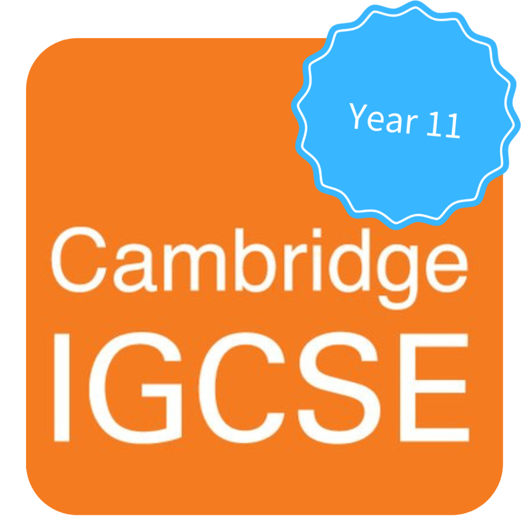 Cambridge IGCSE banner with year 11 sticker